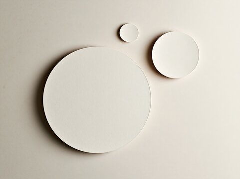 Minimalist beige abstract composition with simple round paper shapes art
