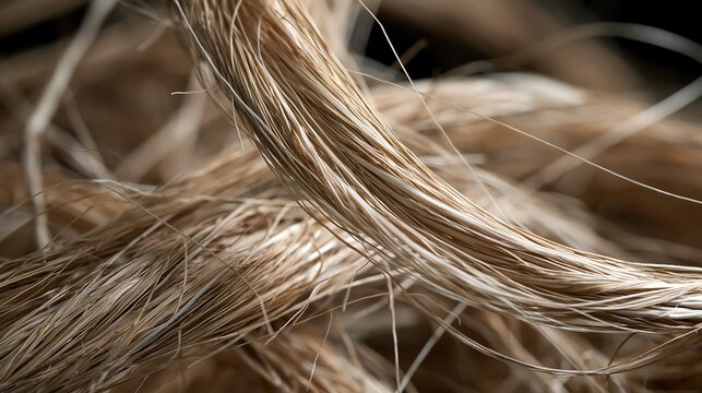 Natural jute fiber rope bundle close up macro abstract background texture