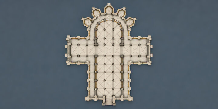 Gothic cathedral floor plan illustration