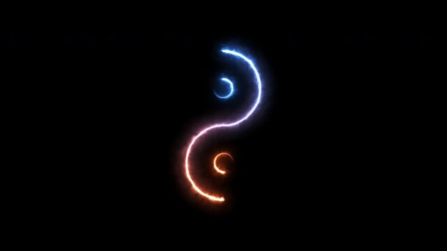 Yin Yang Symbol Animation with Glowing Neon Energy