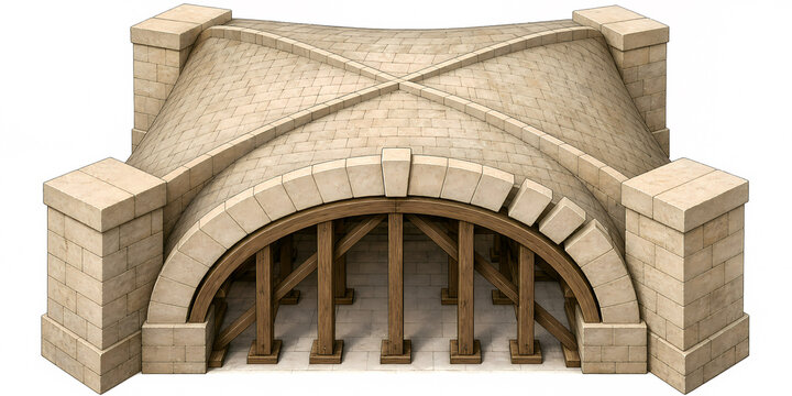 Stone arch vault assembly illustration