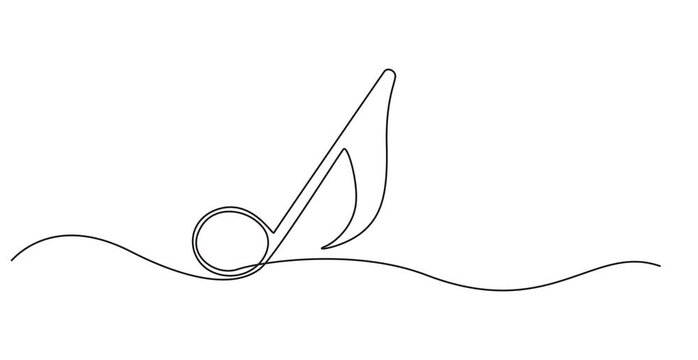 Animated self drawing Continuous one line drawing of music notes on stave musical symbol vector illustration, Treble clef and musical note one line art, hand drawn continuous contour. creative concept