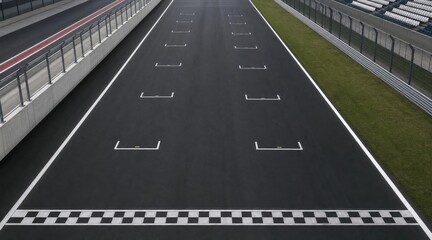 Fototapeta premium Empty race track with checkered finish line.