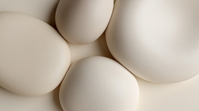 Minimalist abstract 3d render soft round shapes cream background art