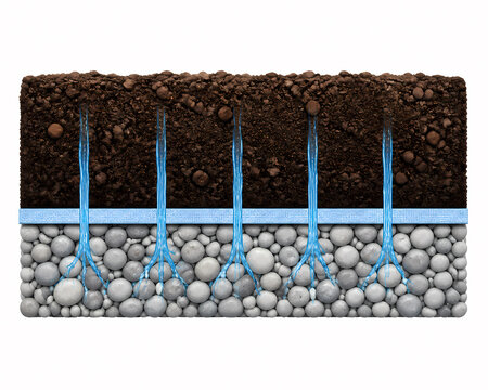 Geotextile soil drainage separation illustration