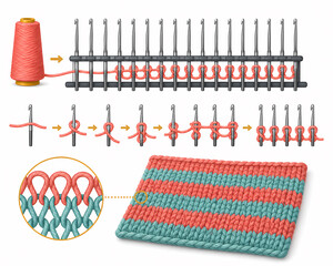 Naklejka premium Weft knit loop formation illustration