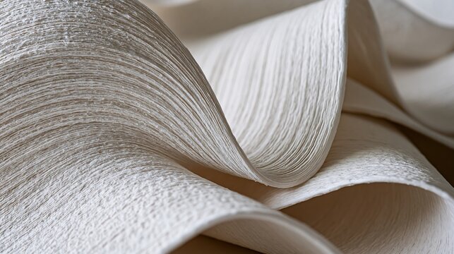 Abstract white paper texture background with elegant wave and fold pattern