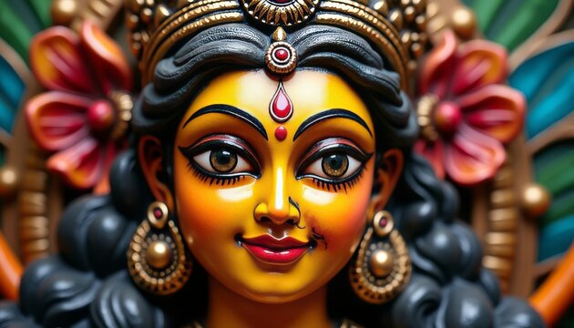 Happy Navratri, Durga Pooja, Maa Durga face