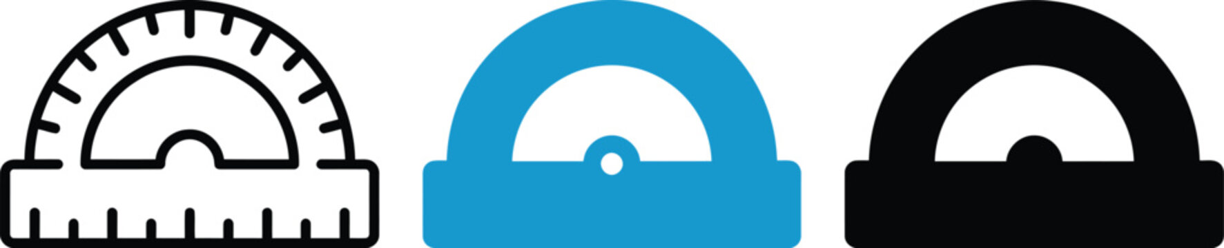 Set of protractor icons for geometry and technical drawing measurement tools.