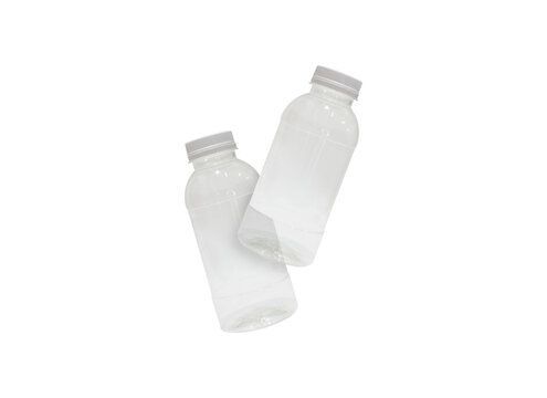 Two Floating Clear Plastic Bottle Packaging Mockups