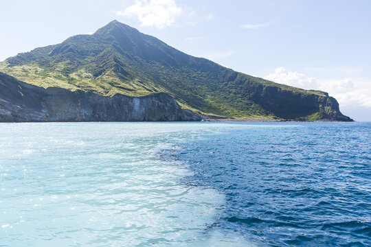 Blue ocean water near guishan island in taiwan