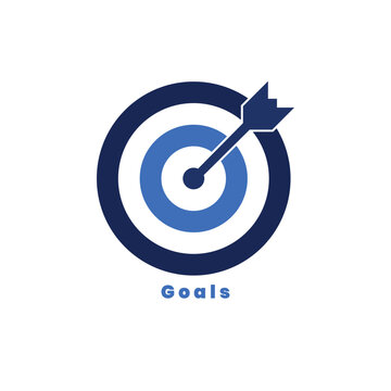 Target Board with Arrow Hitting Bullseye for Business Goals Concept, Flat Minimalist Vector Illustration Isolated on White Background