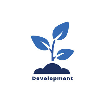 Minimalist Growing Sprout Icon and Development Logo, Business Growth and Environmental Progress Vector Concept Isolated on White Background