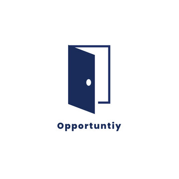 Open Door Vector Logo Icon Isolated on White Background Minimalist Business Opportunity Symbol
