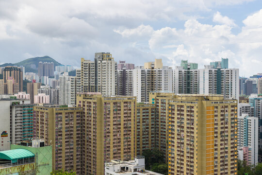 Urban residential skyscrapers skyline in hong kong wong tai sin