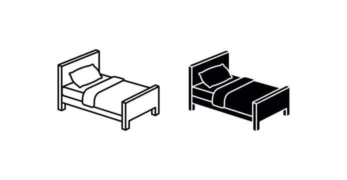 Simple bed with pillow and blanket icon representing sleep and rest, clean design.