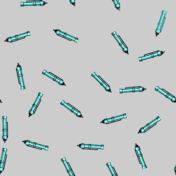 seamless pattern Hydraulic cylinder, an essential mechanical component, generating linear force and movement, integral for engineering, construction, and automation applications