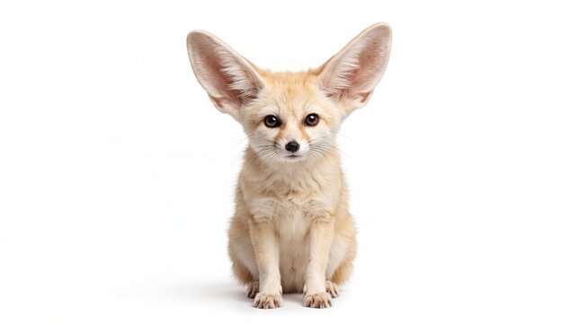 Cute fennec fox sitting and looking at the camera