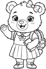 Obraz premium Cute Girl Waving Backpack Illustration for School or Travel