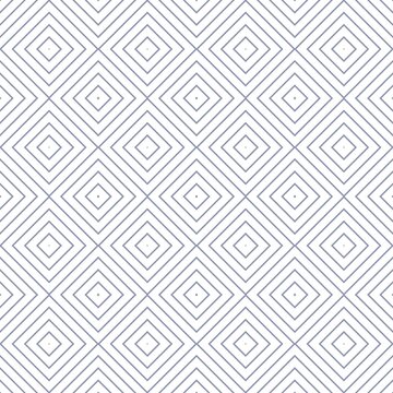 Minimalist grey geometric seamless pattern with concentric diamond square line art background