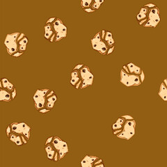 Fototapeta premium seamless pattern homemade oatmeal cookies cartoon. baking ingredients, healthy classic, dessert snack homemade oatmeal cookies sign vector