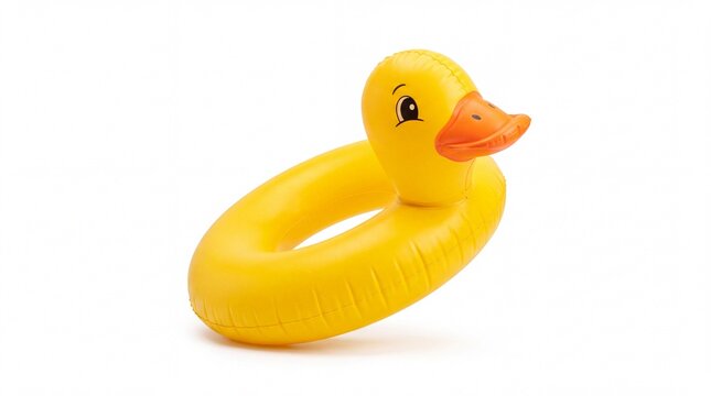 Yellow inflatable duck swimming ring for kids