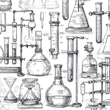 Laboratory glassware science equipment setup