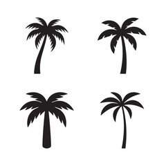 Fototapeta premium Four Silhouette Palm Trees Vector Illustration.