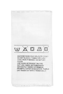 Washing instructions label