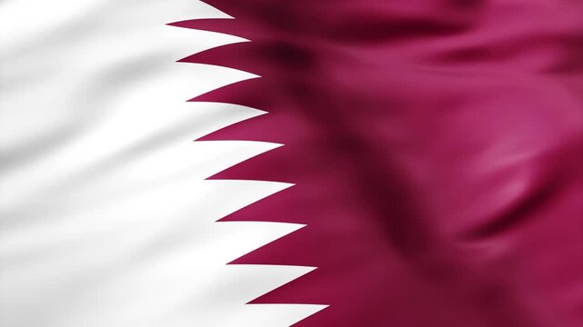 Realistic Qatar flag waving in the wind with detailed fabric folds and national background