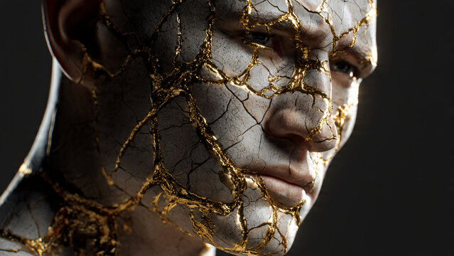 Futuristic Cybernetic Human Face Portrait 1.