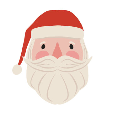 hand drawn cute santa claus head illustration old man