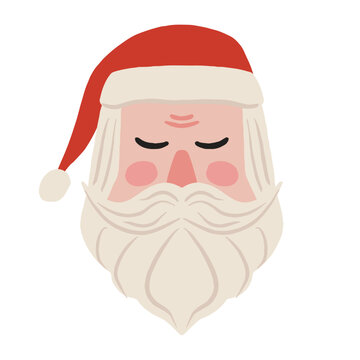 cartoon santa claus head in flat style isolated