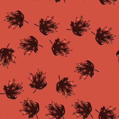 Fototapeta premium pattern autumn maple leaf hand drawn. leaves vector, autumn maple leaf vector sketch illustration