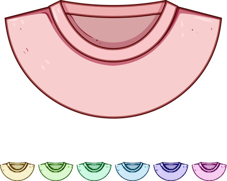 turtleneck shirt necklines cartoon. cowlneck halterneck, sweethesquare offshoulder, asymmetric keyhole turtleneck shirt necklines sign colorful illustration