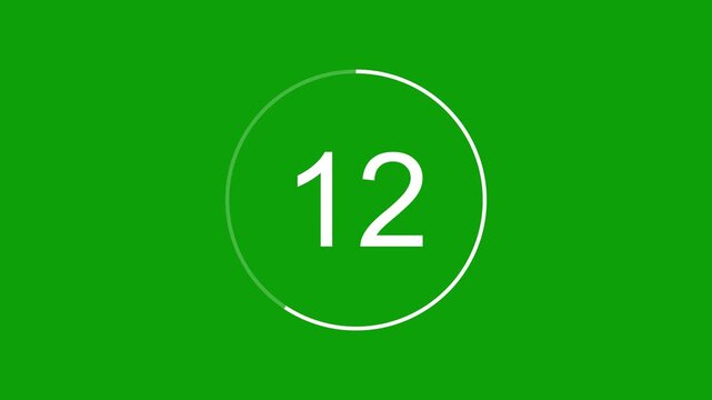 20 seconds countdown timer animation from 20 to 0 seconds. Circle countdown timer with alpha channel 4k video