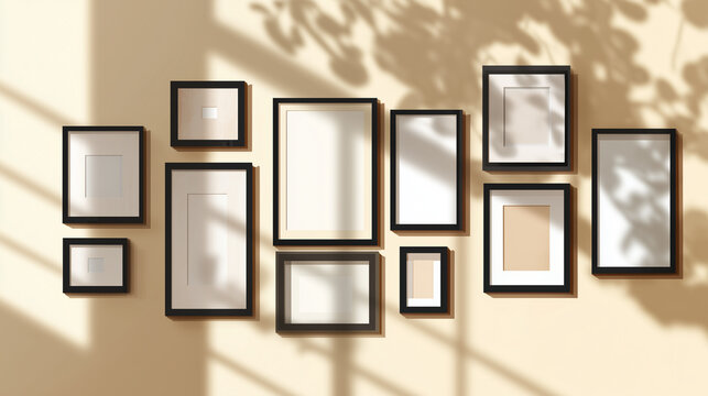 Wooden border templates with clothesline design provide creative display solutions for posters, certificates, and modern gallery arrangements.