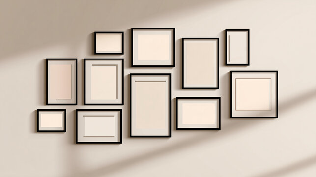 Wooden border templates with clothesline design provide creative display solutions for posters, certificates, and modern gallery arrangements.
