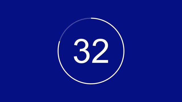 40 seconds countdown timer animation from 40 to 0 seconds. Circle countdown timer with alpha channel 4k video