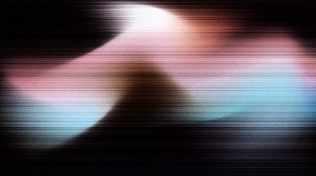 Abstract colorful wave scanlines motion blur glowing dark grainy texture background