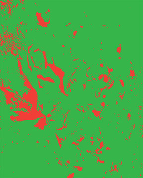 a two-dimensional abstract visual work featuring a combination of colors with very strong contrast
