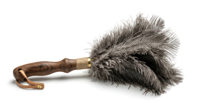 Antique Ostrich Feather Duster with Wooden Handle.