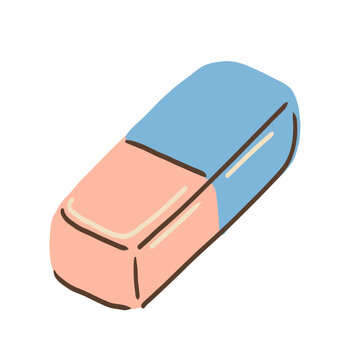 Eraser hand drawn vector illustration isolated on white background.