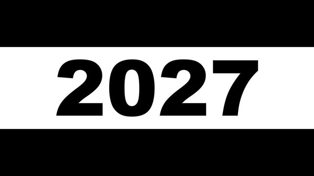 Happy new year 2027 Moving from right to left. Year changing banner design animation with alpha channel. Loading new year 2027. Countdown year, Start new year 2027