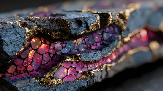 Futuristic gemstone landscape colorful crystal formation pictures