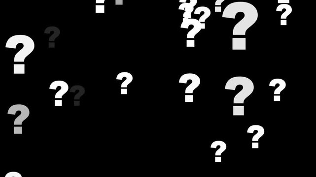 Animation of Question marks fly icon. ask sign animation. thinking, quiz, education, confused sign symbol. Cartoon comic questions marks flying animated. 