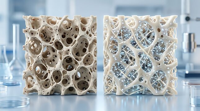 Osteoporosis comparison between healthy and brittle porous bone