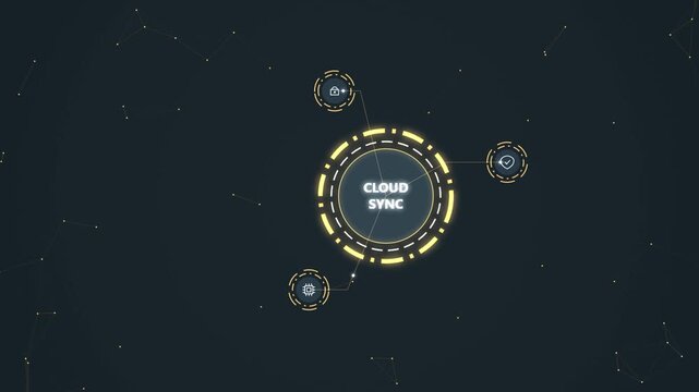cloud sync tech network concept animation hud