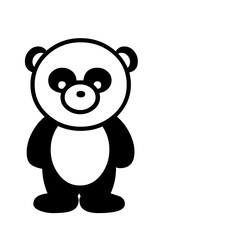 Cute black and white panda bear cartoon character standing isolated on white background © khan