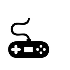 Black and white video game controller icon for gaming and digital entertainment design. © khan